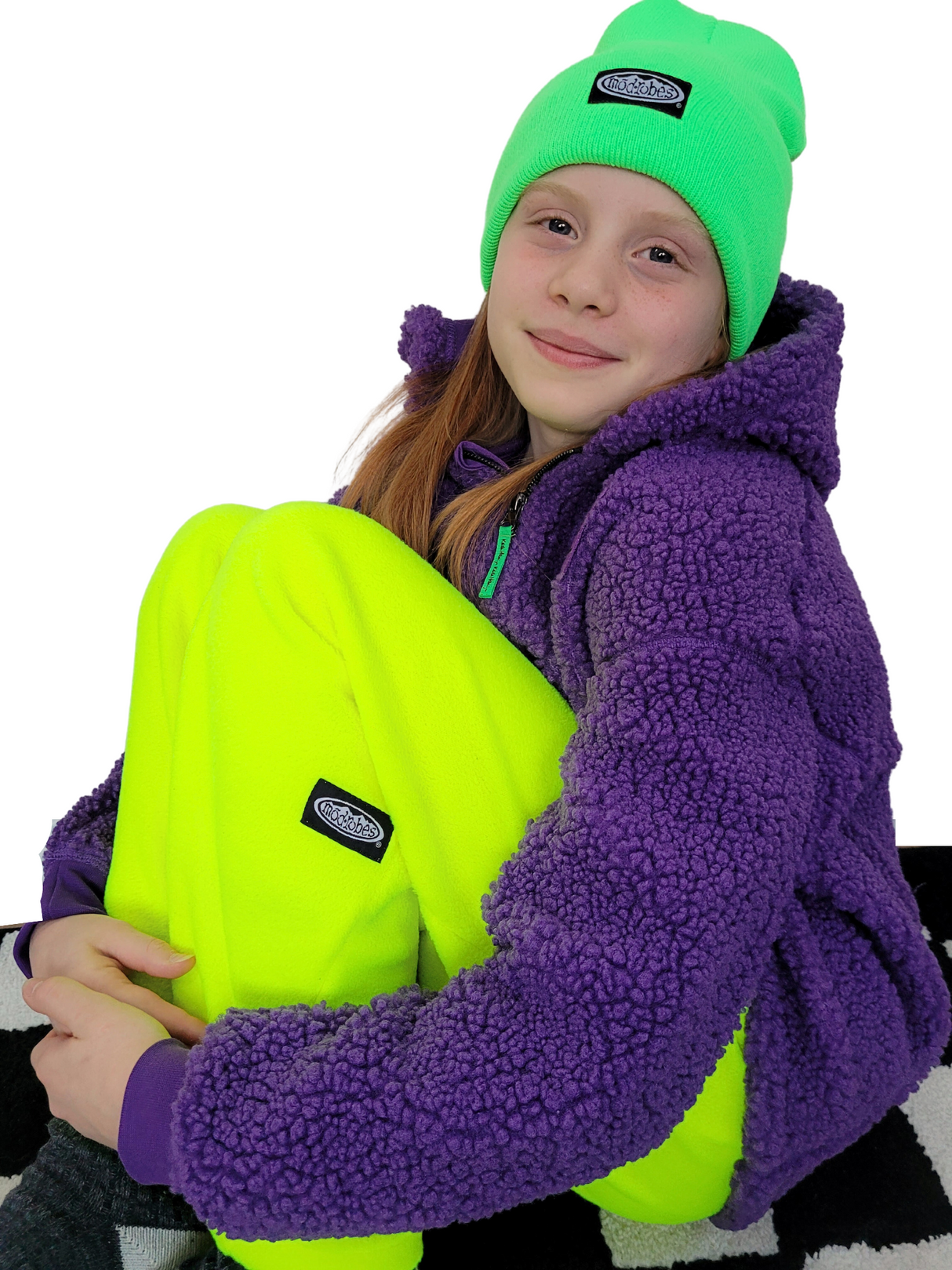 Kids Neon Yellow Fleece Pants