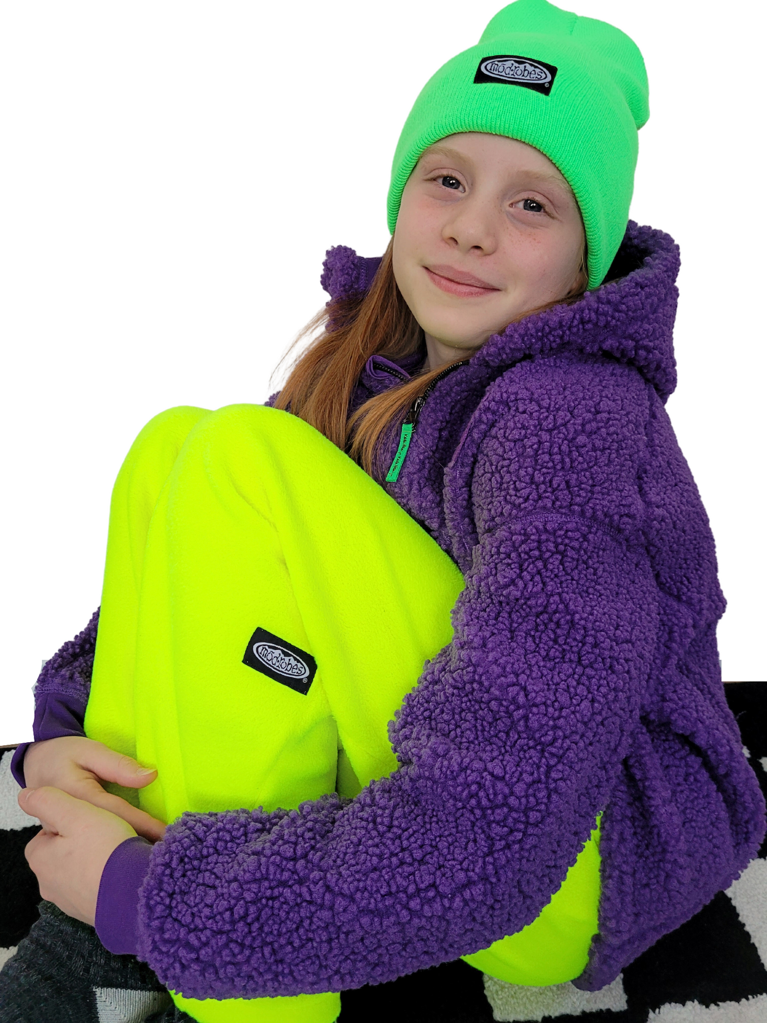 Kids Neon Yellow Fleece Pants