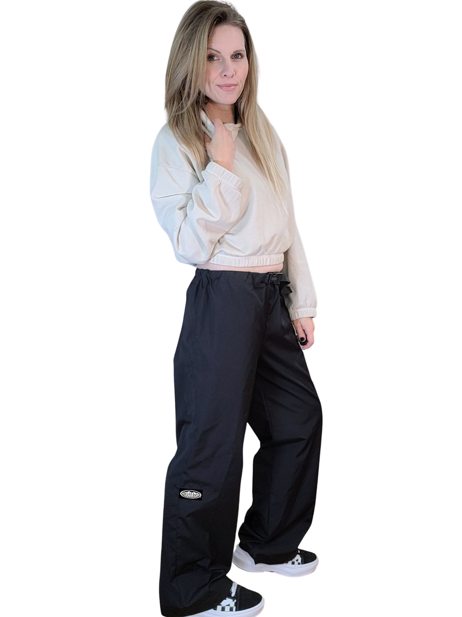 Adult Black Wideleg Pants