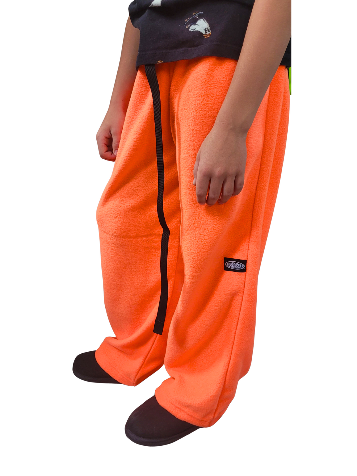 Kids Neon Orange Fleece Pants