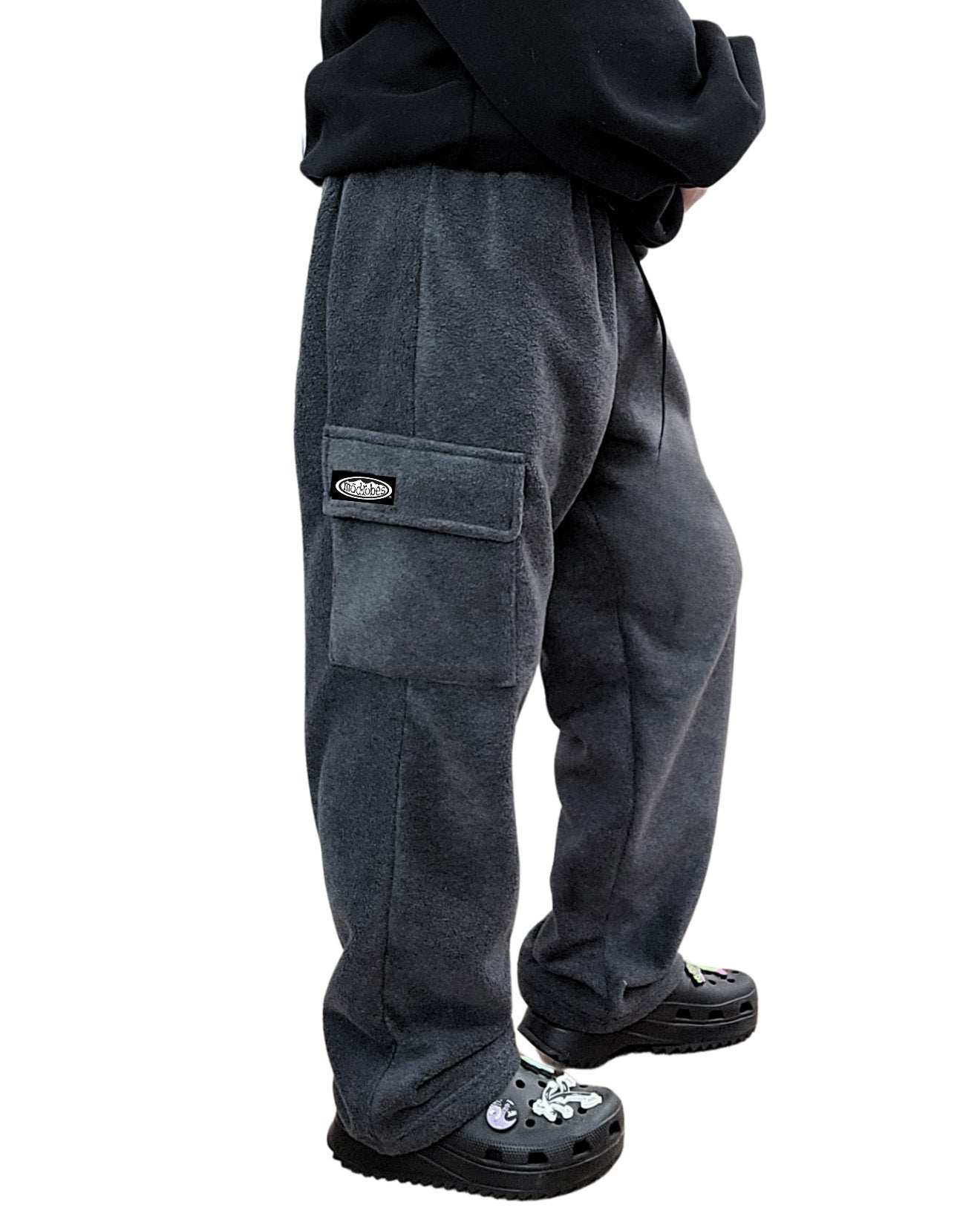 Adult Charcoal Grey Cargo Fleece Pants