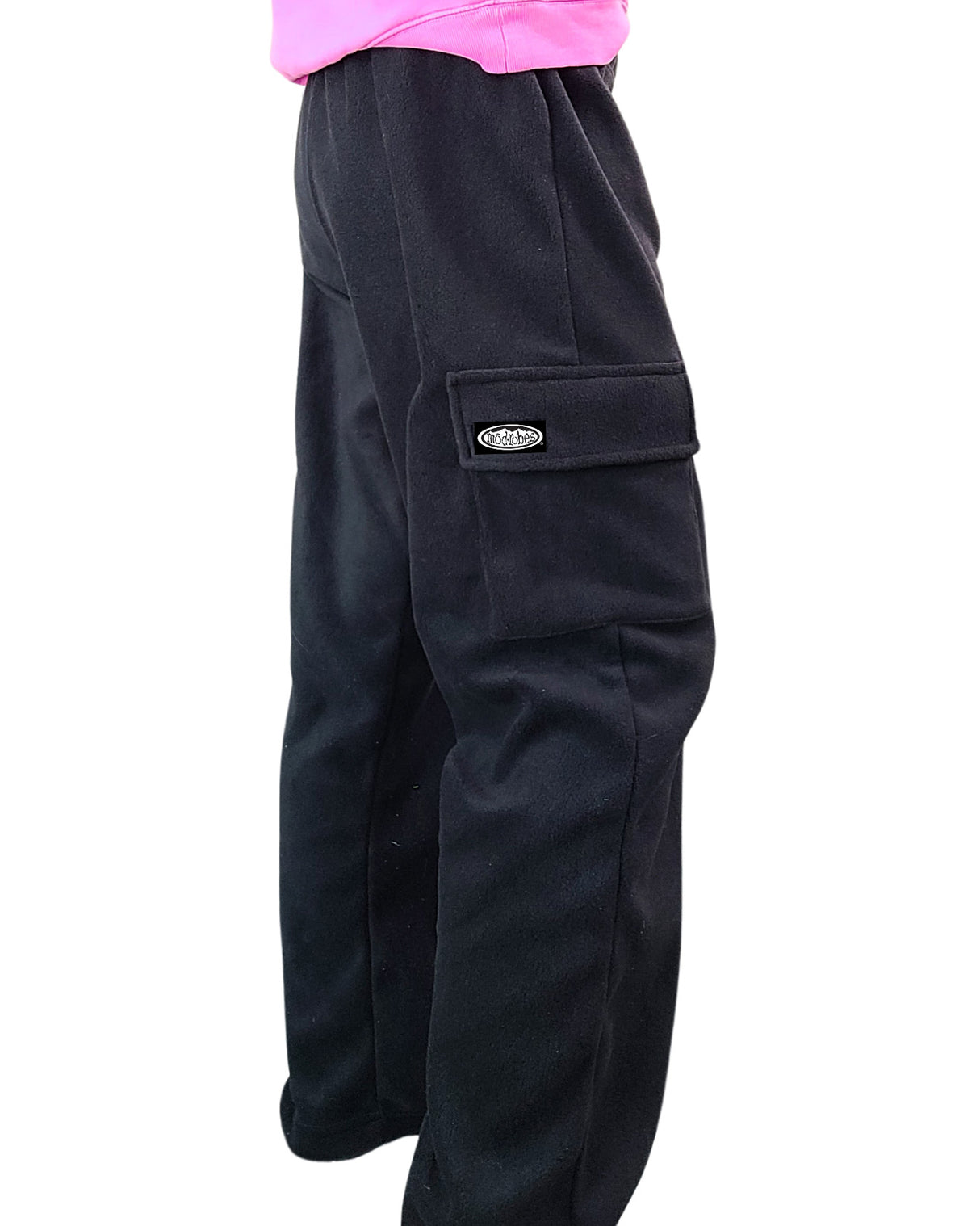 Adult Black Cargo Fleece Pants