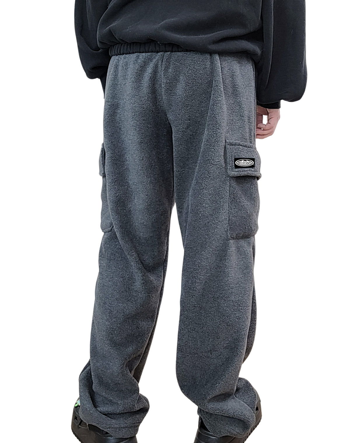 Adult Charcoal Grey Cargo Fleece Pants