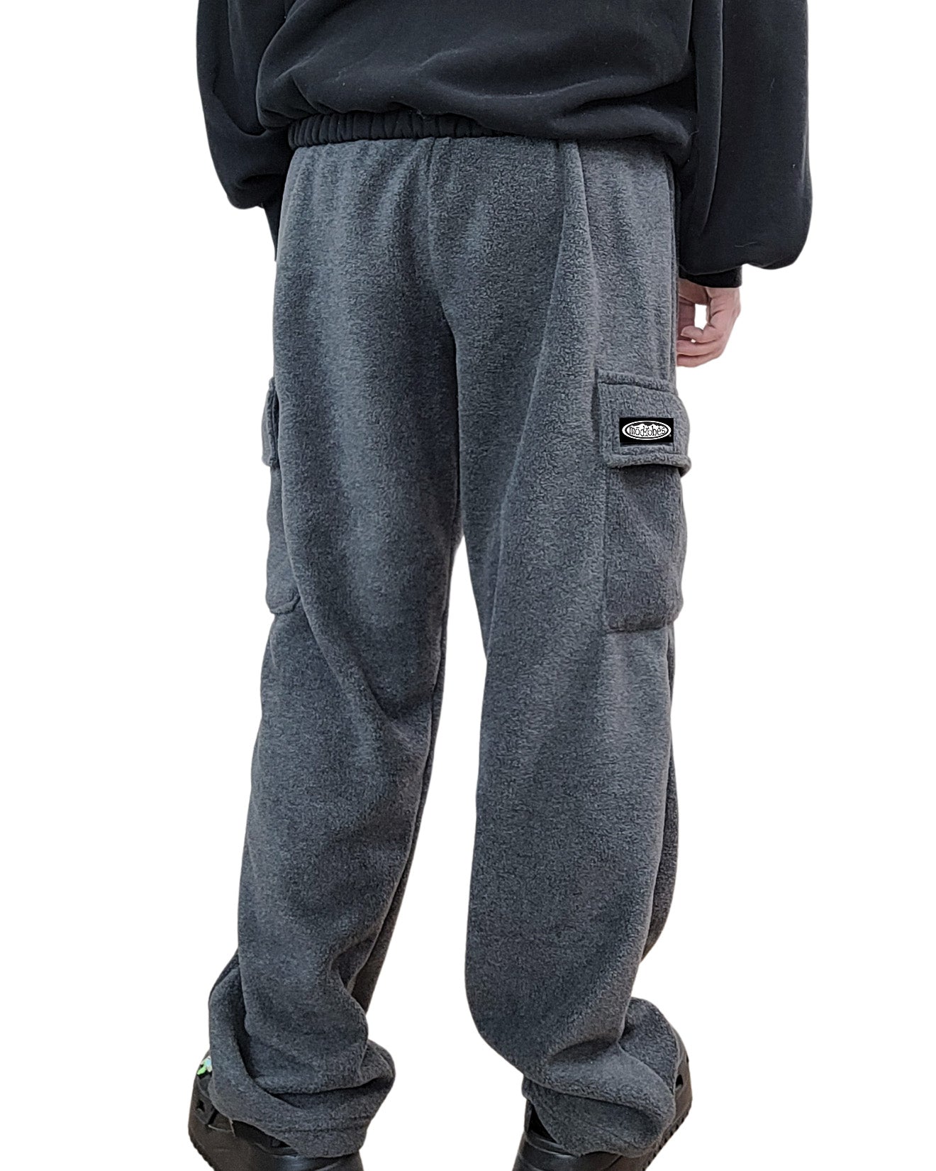 Adult Charcoal Grey Cargo Fleece Pants