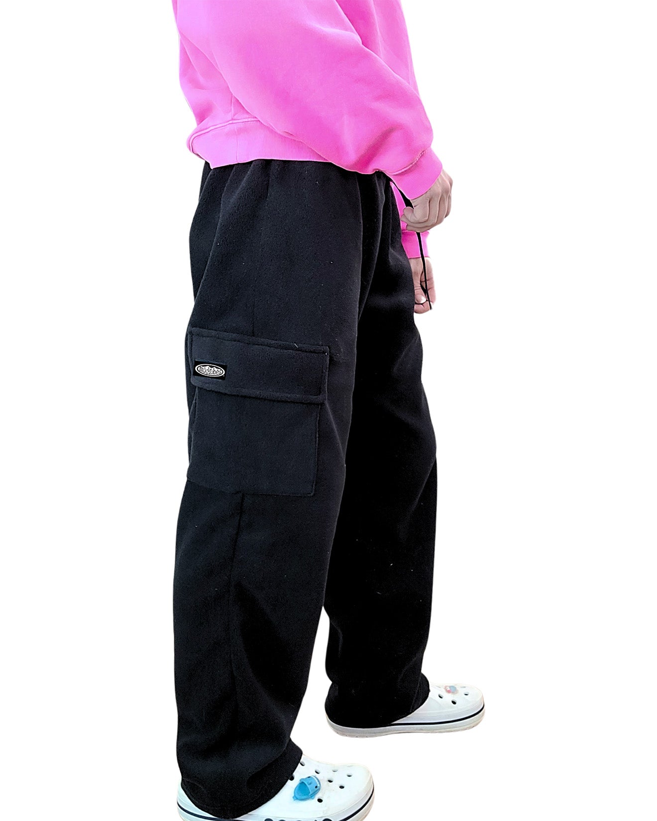 Adult Black Cargo Fleece Pants