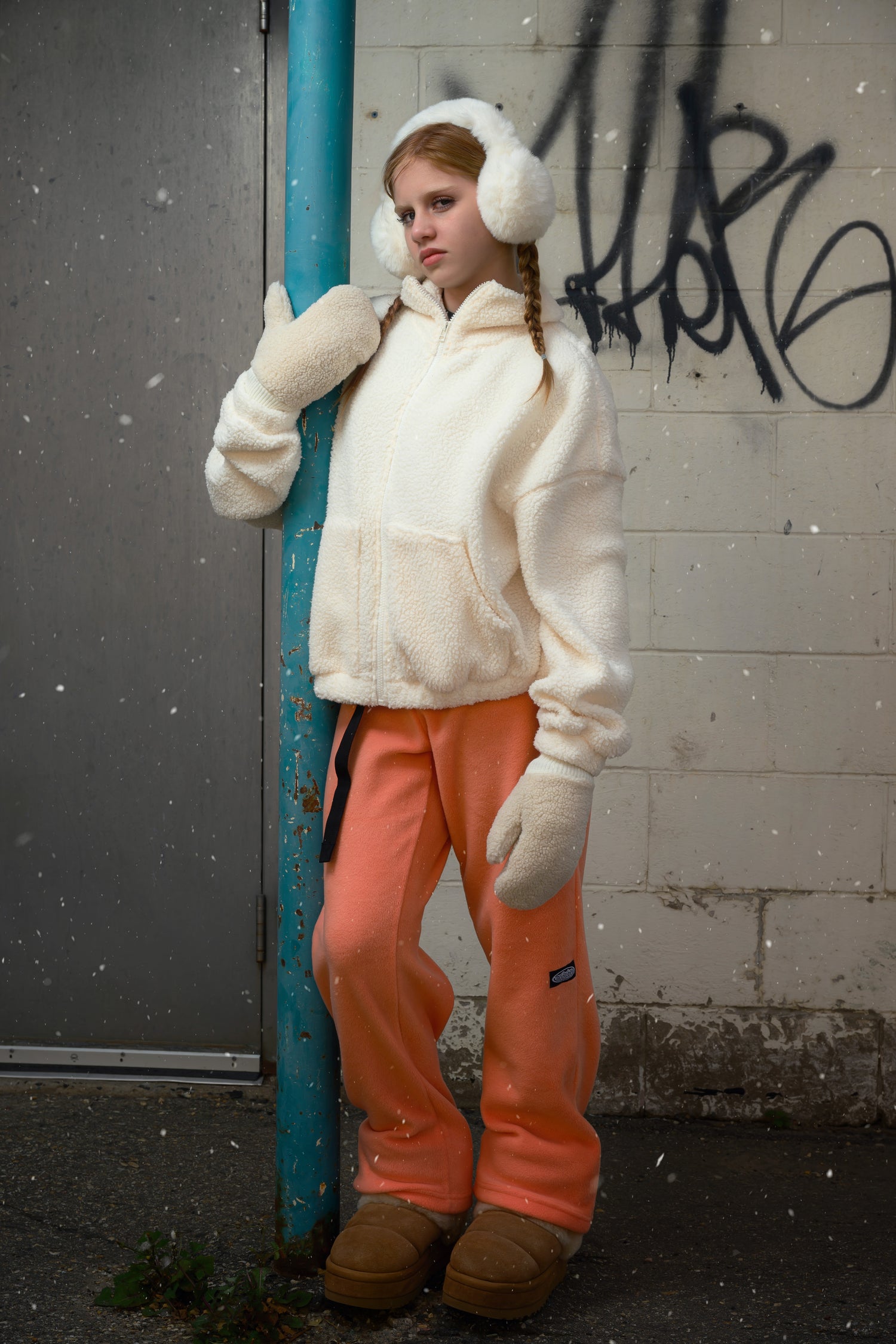 Adult Fuzzy Peach Fleece Pants