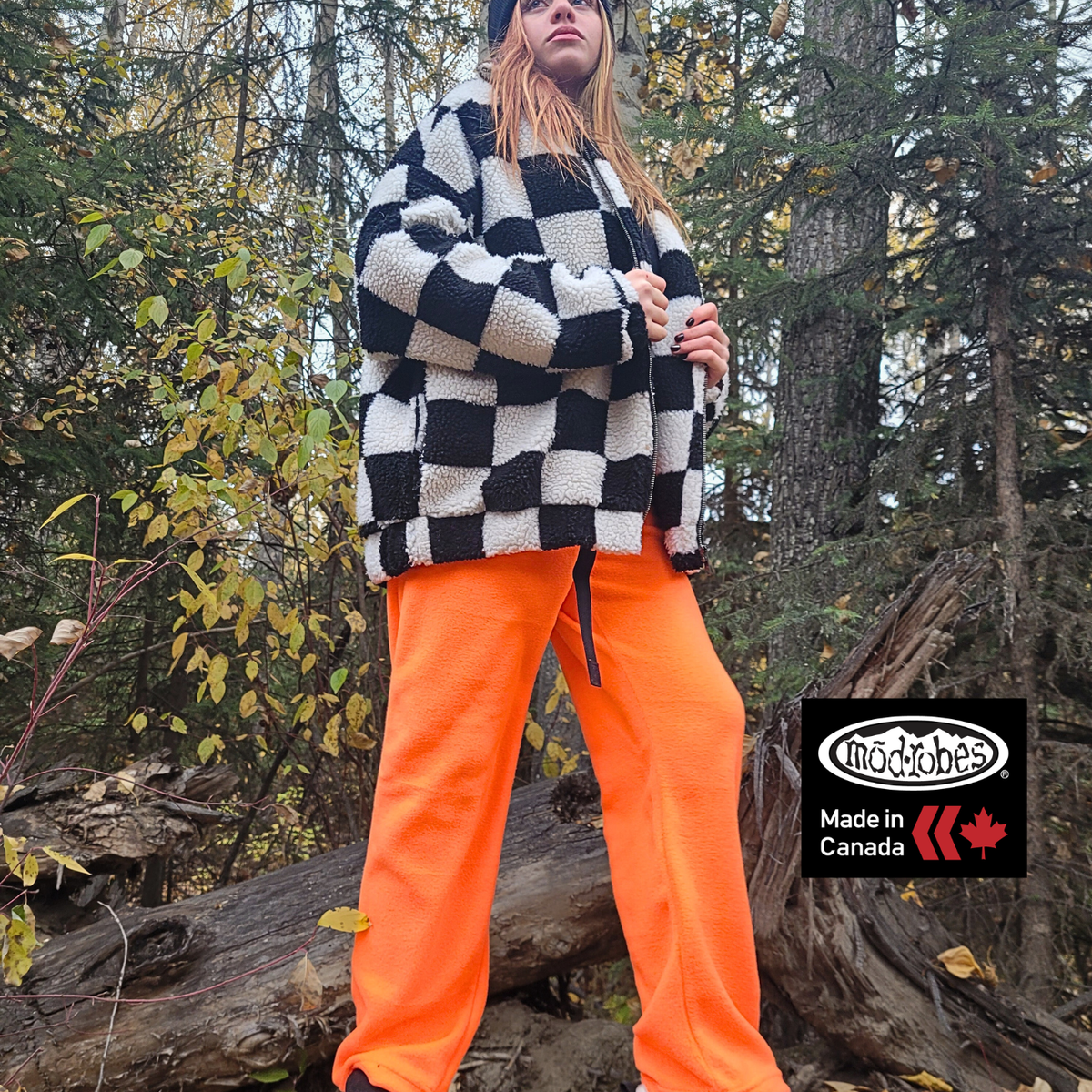 Adult Orange Fleece Pants | Modrobes Canada