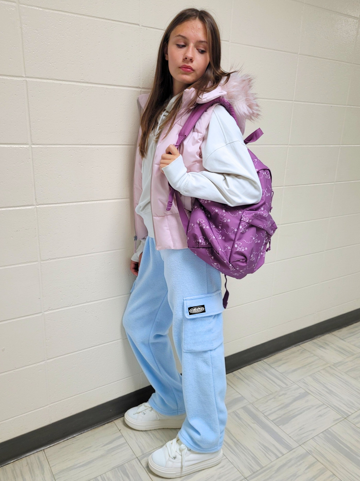 Adult Baby Blue Cargo Fleece Pants