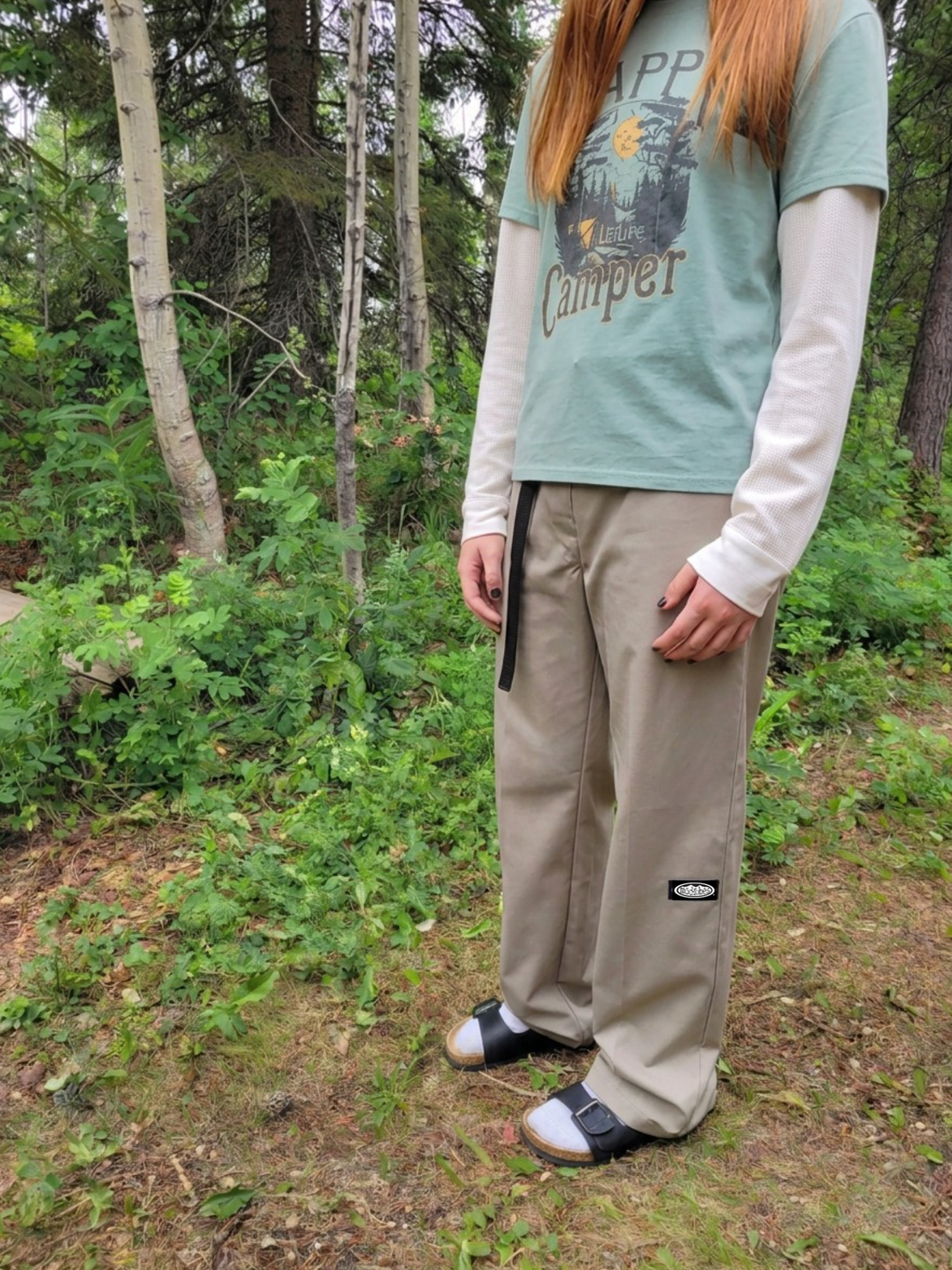 Adult Beige Wideleg Pants
