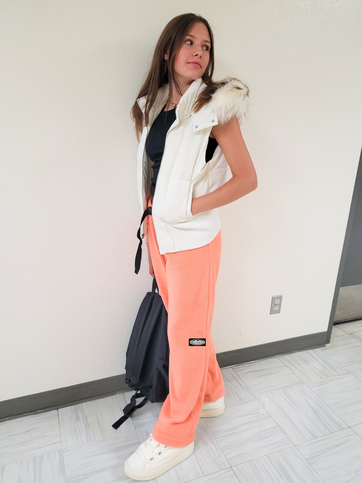 Adult Fuzzy Peach Fleece Pants