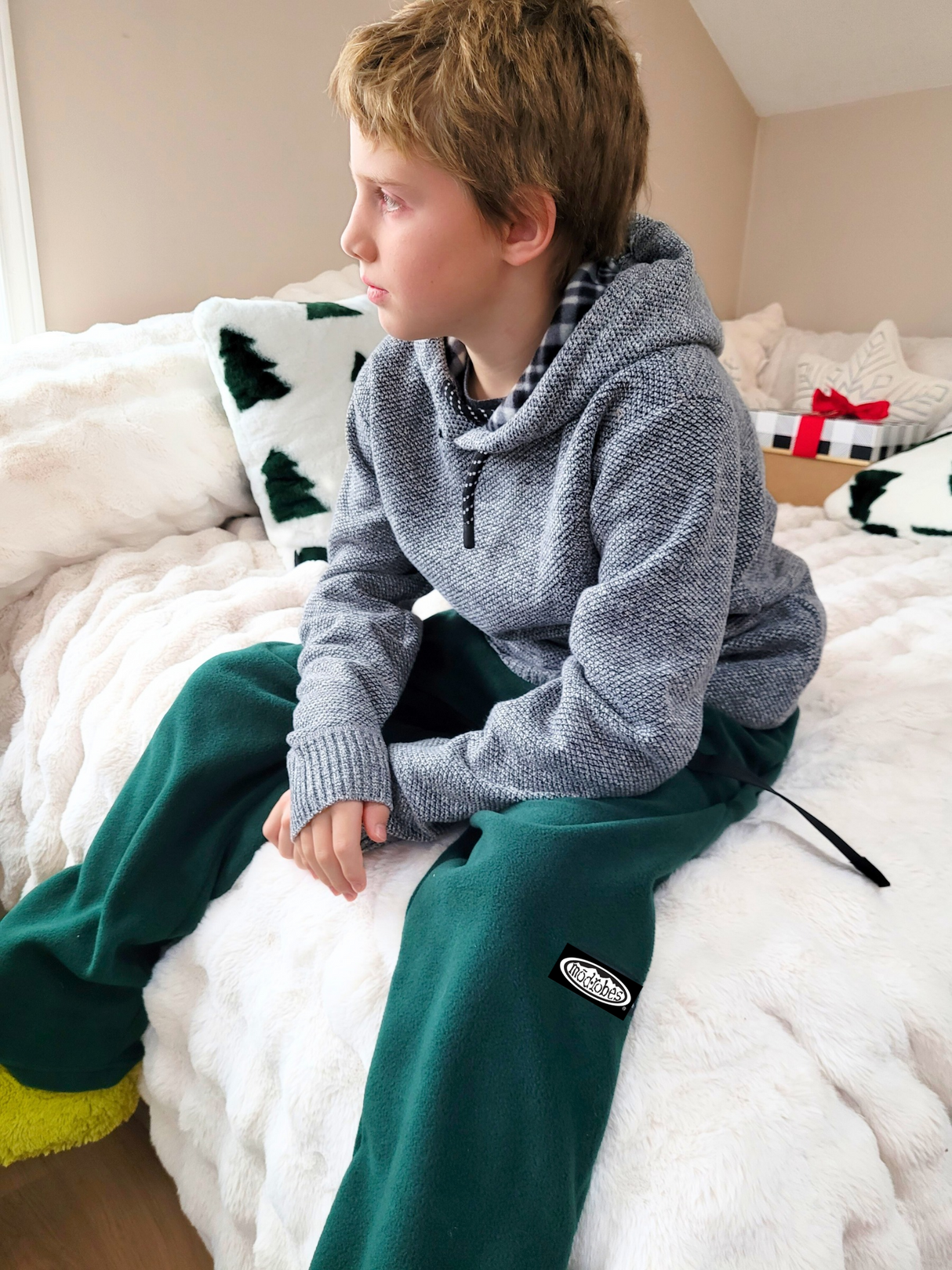 Kids Forest Green Fleece Pants
