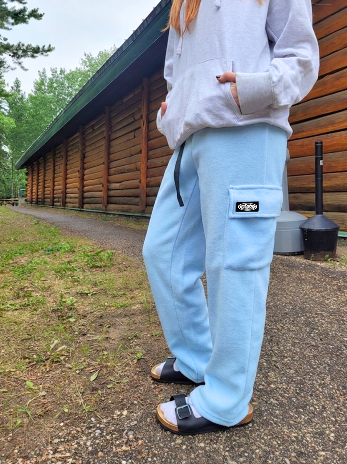 Adult Baby Blue Cargo Fleece Pants