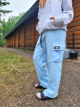 Adult Baby Blue Cargo Fleece Pants