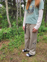 Adult Beige Wideleg Pants