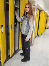 Adult Black Wideleg Pants