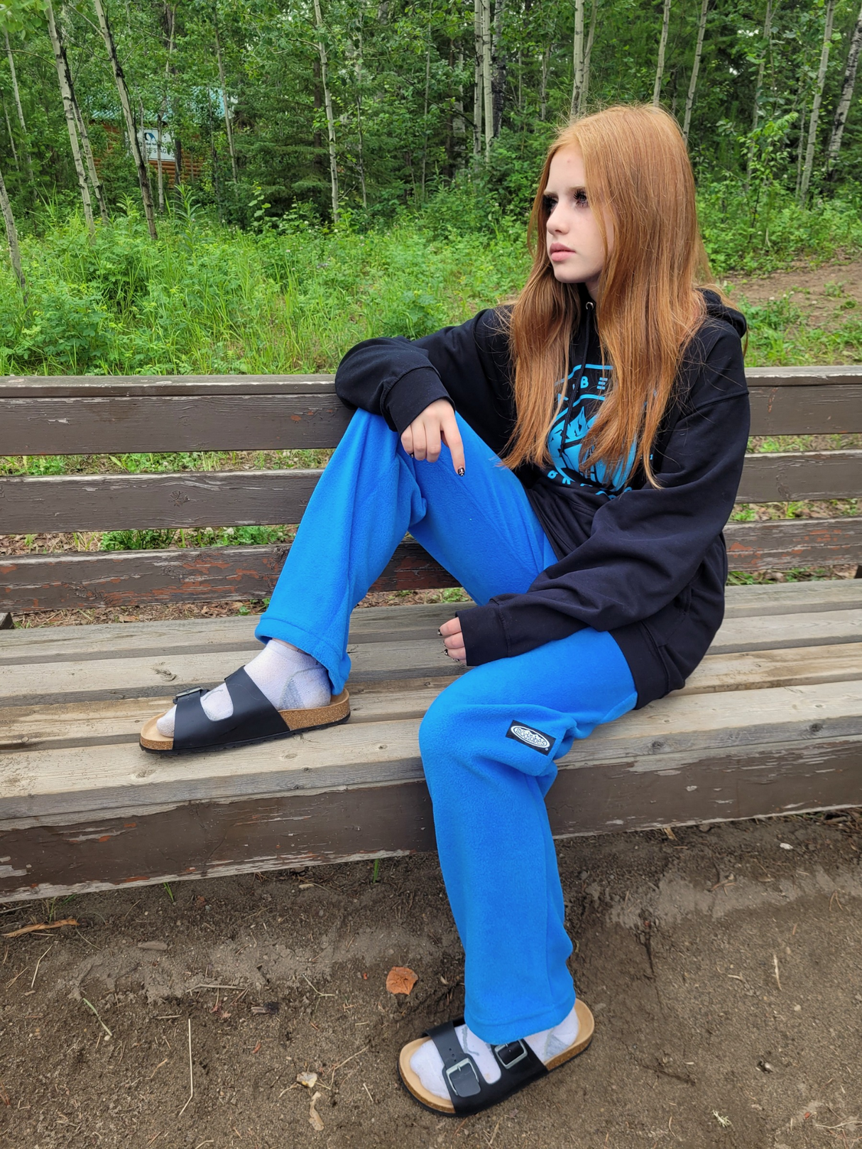 Adult Azure Blue Fleece Pants