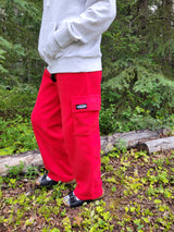 Adult Red Cargo Fleece Pants